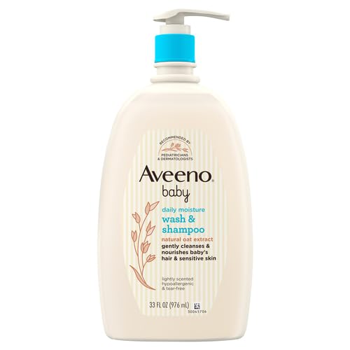 Image of Aveeno Baby Daily Moisture Body Wash & Shampoo with Oat Extract, 33 Fl Oz (Pack of 6)