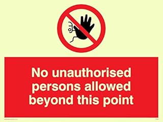 Viking Signs PA30-A6P-V "No Unauthorised Persons Allowed Beyond This Point" Sign, Vinyl, 150 mm H x 100 mm W