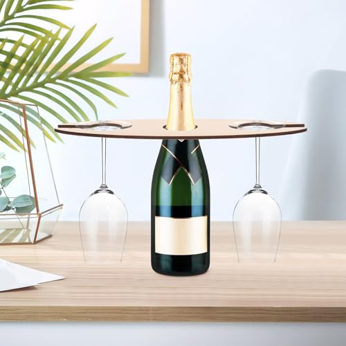 Soporte de vino de madera para 1 botella y 2 copas miniatura 7