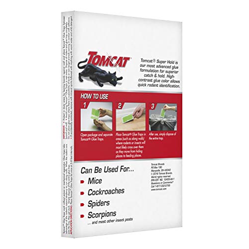 Tomcat Super Hold Glue Traps Mouse Size, Contains 4 Mouse Size Glue Traps - Captures Mice - Also Used For Cockroaches, Scorpions, Spiders And Many Other Pests #TOP7