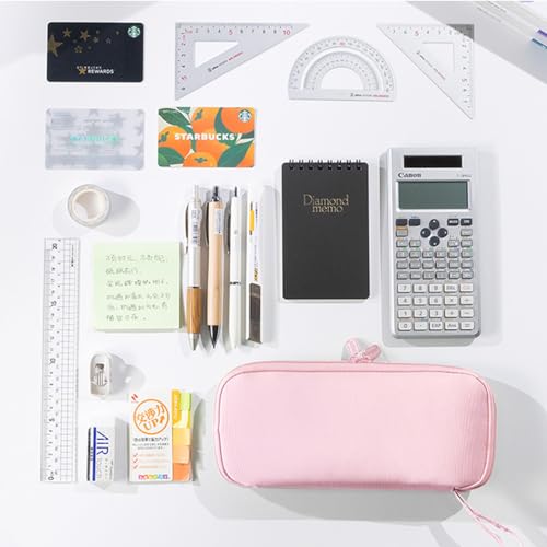 Image of iSuperb Pencil Case Portable Pencil Pouch Large Capacity Pen Bag Handheld Pen Case Cosmetic Stationery Storage for Women Adult (Pink)