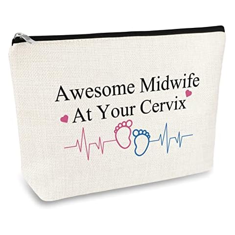 Midwife Gift Makeup Bag for Women Doula Gifts Midwife Thank You Gift Appreciation Gift Cosmetic Bag Obstetrician OB-GYN OB Doctor Gift Labor and Delivery Nurse Gifts Make Up Pouch Travel Toiletry Bag Cover