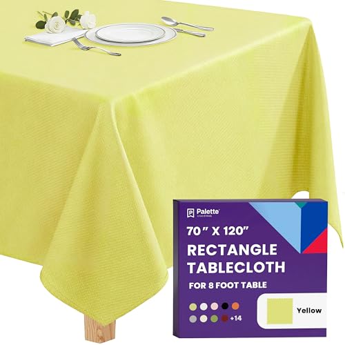 Image of Gee Di Moda Rectangle Tablecloth - 70 x 120 Inch Yellow Table Cloth for 6 or 8 Foot Rectangle Tables - Heavy Duty Washable Fabric - for Holiday Party, Dinner, Weddings, Baby Shower & Events