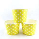 Worlds Paper Ice Cream Cups Polka Dot Paper Yogurt Cups 12OZ Yellow 50 pack