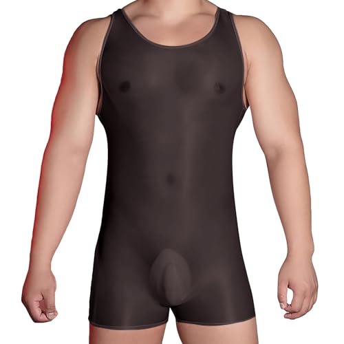 JIAHG Herren Transparent Body Bodysuit Männer Jockstrap Straps Bodysuit Sexy Body Stringbody ärmellos Unterhemd Herren Unterwäsche Tank Top Dessous...
