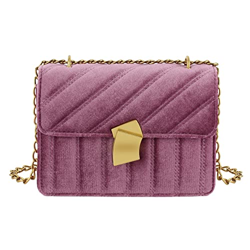 Aisi Women Quilted Velvet Clutch Handbags Wallet Chain Shoulder Crossbody Bags Evening Messenger Satchel Purse