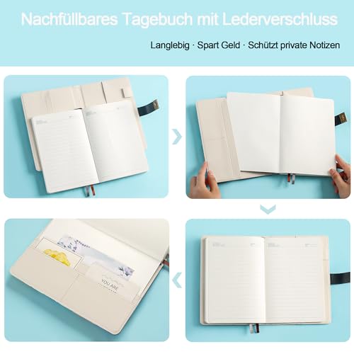 HwxBen Herzförmiger Baum Tagebuch mit Schloss – 244 Seiten, A5 (5.8“ x 8.4”), PU-Leder, Tagebuch mit Zahlenschloss Lesezeichen – Lavendel – Ideal für Notizen, Planer und kreatives Schreiben