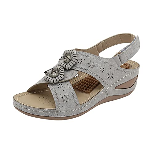 Orthopedic Sandals for Women,Summer Comfortable Walking Sandals with Arch Support,Embroidery Open Toe Wedges3
