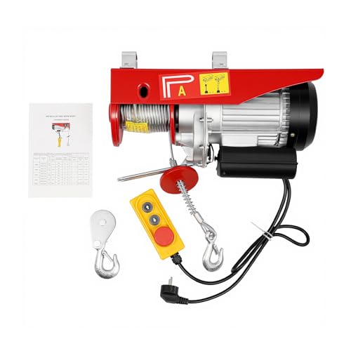 PUDLOR Treuil électrique, 800 kg, palan électrique, poulie électrique, grue, hub, treuil, treuil, palan à câble, 1300 W, convient pour toutes les formes d'objets