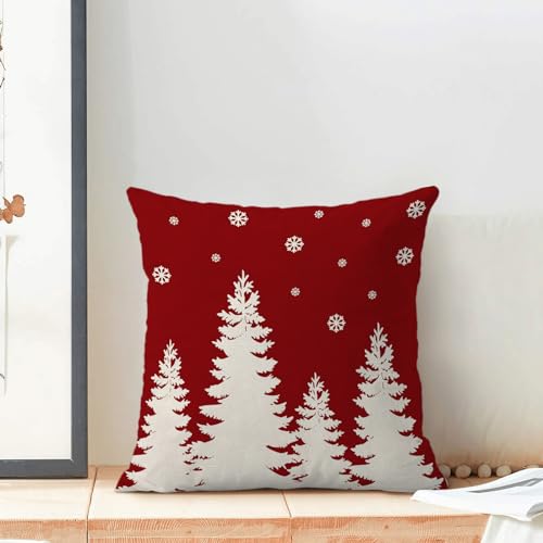 CXMEIFLY-Christmas-Pillow-Covers-18×18-Inch-Set-of-2-Red-Cream-Christmas-Tree-Snowflakes-Decor-Throw-Pillows-Winter-Xmas-Holiday-Outdoor-Cushion-Cases-for-Couch-Bed-Decorations CXMEIFLY Christmas Pillow Covers 18×18 Inch Set of 2 Red Cream Christmas Tree Snowflakes Decor Throw Pillows Winter Xmas Holiday Outdoor Cushion Cases for Couch Bed Decorations