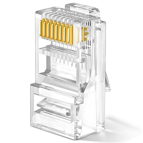 Tassteen RJ45 Network Cable Modular Plug Ethernet Cable Connector Unshielded 8 Pin Modular Utp Crystal Plug Set Kit for PC Adapter