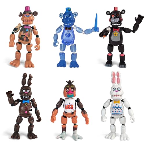 Toysvill Inspired by Five Nights at Freddys | Chocolate Collection | Freddy's Action Figures Toys (FNAF) Set of 6 pcs [Rockstar & Chocolate Freddy, Bonnie, Chica, Easter, Freddy Frostbear]