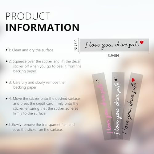 Image of 3pcs I Love You Drive Safe Mirror Sticker Cute Rear View Mirror Sticker | Heart Star Car Decals for Women Waterproof Vinyl Car Stickers Valentines Day Gifts for Couples, Parents, New Drivers