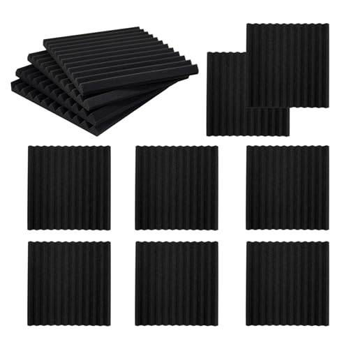 Correa Paquete de 12 Paneles AcúSticos Autoadhesivos, Paneles de Espuma una Prueba de Sonido, Paneles de Pared Insonorizados de Alta Densidad para el Hogar (Negro)