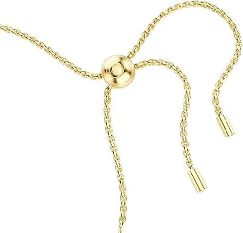 Swarovski Bracelet Tennis de la collection Matrix, avec une alternance de petits et moyens cristaux incolores de taille ronde, fermoir boule coulissante, placage de ton or - 8