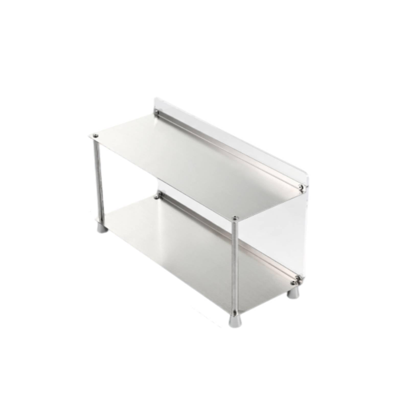 Doppelter Ablage Organizer Regal Stand Schrank Einsatz Aufbewahrung mit Edelstahl Und Acryl Zweistufig Platzsparend Und, Transparent, Modern, Minimalistisch, Zweistöckiges Regal