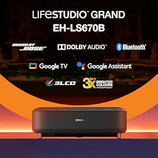 Epson Lifestudio Grand EH-LS670B Nero metallizzato, videoproiettore laser intelligente a ottica ultra-corta, 4K PRO UHD, Sound by Bose, Google TV, schermo fino a 120", garanzia di 5 anni*