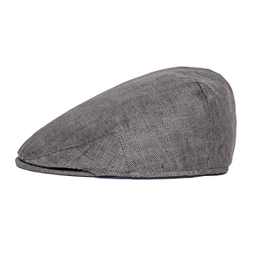 Botvela Men Linen Flat Ivy Breathable Summer Newsboy Hat (7 1/2-7 5/8, Herringbone Dark Grey) #TOP1
