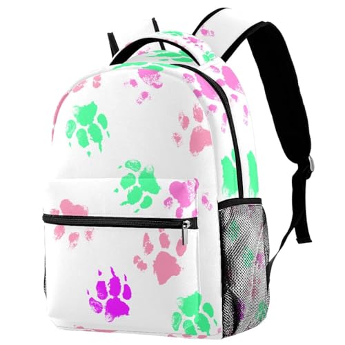 Sac à dos d'école multicolore à empreintes de pattes 40cm pour adolescents