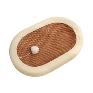 SUIOPPYUW Kratzmatte, Katzenliege und Kratzbett in ovaler Form &ndash; bietet Katzen Entspannung und Komfort. Die geriffelte Rattanmatte eignet Sich f&uuml;r drinnen und drau&szlig;en.