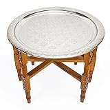  Saharashop Orientalischer Teetisch Tefor Holz Ø 80 cm Silber
