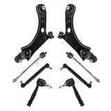 TRQ Front Steering & Suspension Kit Control Arm with Ball Joint Sway Bar Stabilizer Link Tie Rod Compatible with 2017-2020 Jeep Compass