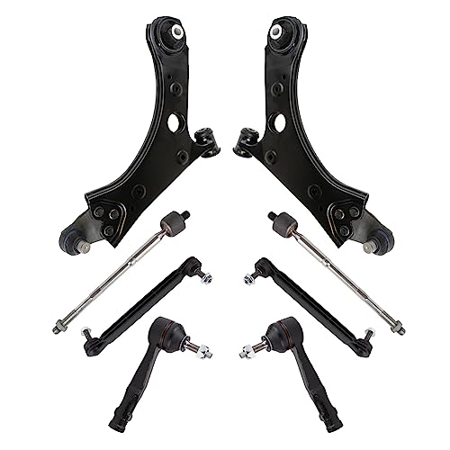 TRQ Front Steering & Suspension Kit Control Arm with Ball Joint Sway Bar Stabilizer Link Tie Rod Compatible with 2017-2020 Jeep Compass