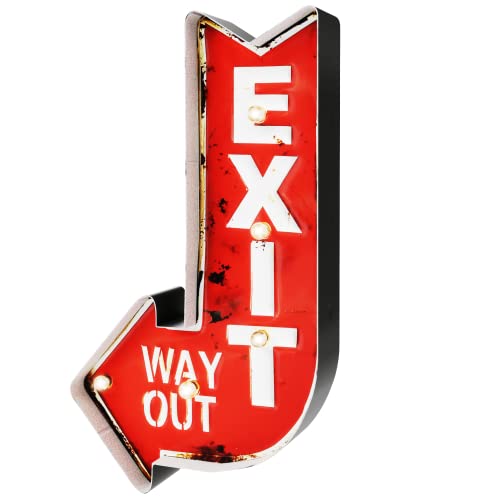 DiiliHiiri Exit 50er Jahre Leuchtschild — Ausgang Wandschild im Vintage-Stil mit LED...