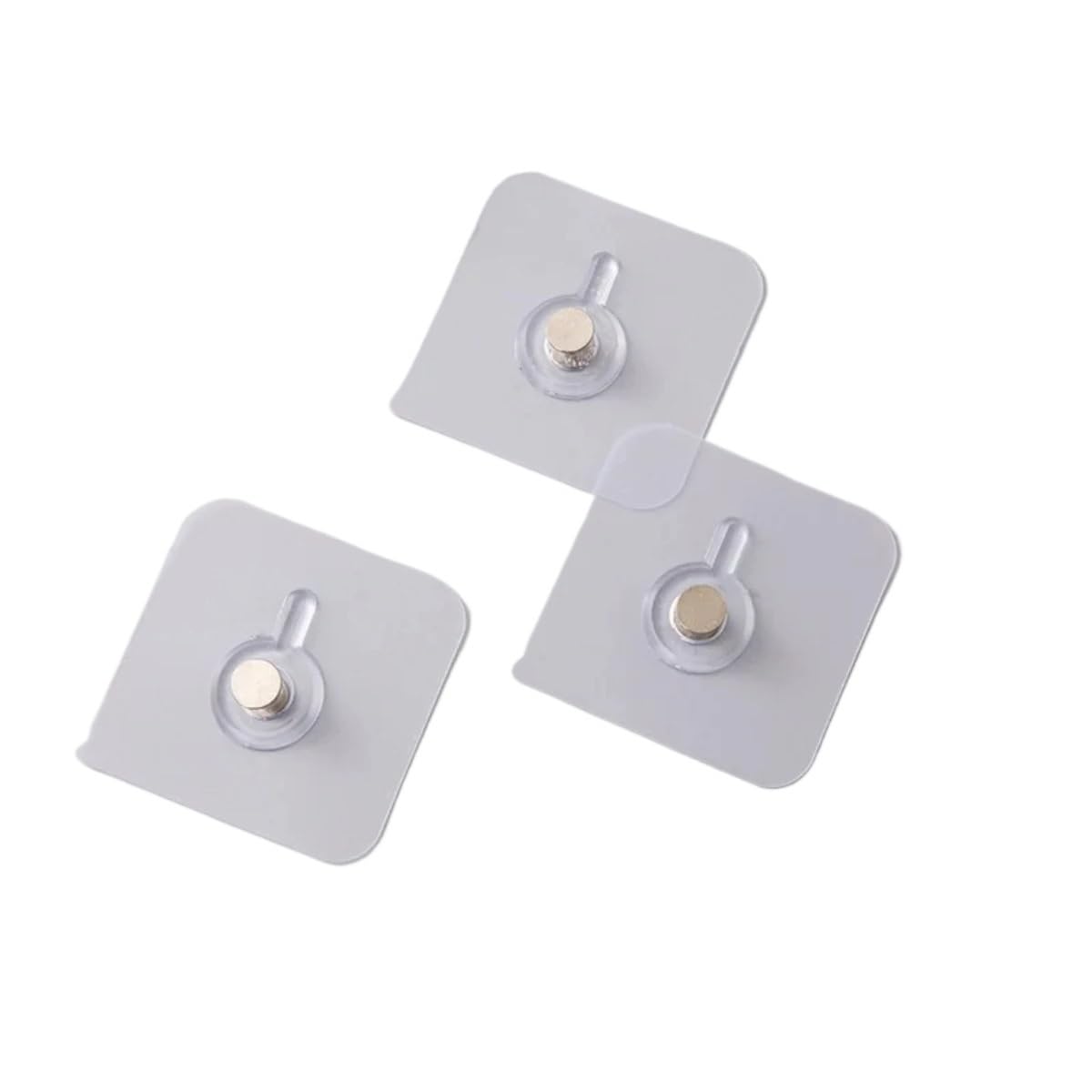 Xinxiyuan 50Pcs 10- Self-Adhesive Hook Strong Adhesive Picture Frame Nails Hooks Transparent Seamless Wall Hangers Hanging Clock(50Pcs)