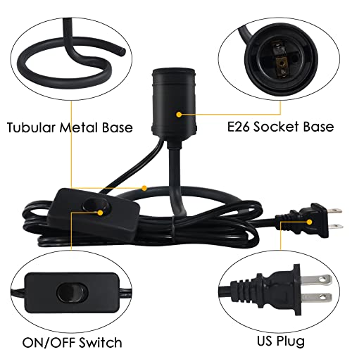 Small Table Lamps For Bedroom Set Of 2, E26 Edison Desk Industrial Lamp Base Holder With Plug, Modern Black Metal Lamp, Cute Night Table Lamp For Nightstand, Bedside, Office, Living Room(No Bulbs) #TOP3