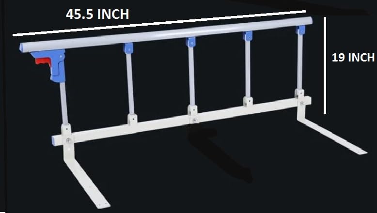 Image of P.M.P.S. Heavy 5 Steel Vertical Bar Hospital Bed Guard Collapsible Railing Soft Closure with 2 Attachment,No Drilling Required, (1 Side Only) for Elderly Person at Home I Size- 46.5LX19 H - inches
