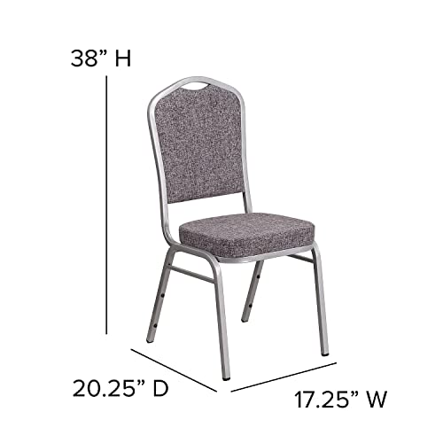 Flash Furniture Hercules Series Crown Back Stacking Banquet Chair In Herringbone Fabric - Silver Frame #TOP2