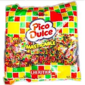 LHERITIER Pico Dulce Caramelos Masticables Sabor Frutal 500 gr. Chewable Candies Fruit Flavored 1.1 lb.