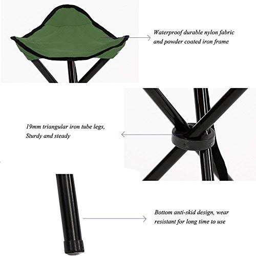 Image of Portable Foldable Tripod Camping Stool - Lightweight 3-Leg Travel Chair with Steel Frame & Carry Strap, Compact Outdoor Folding Seat for Camping, Fishing, Hiking
