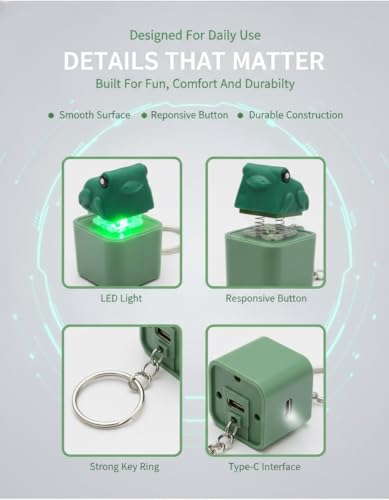 Light up Frog Keychain,Lizard,Duck,Rechargeable Keyboard Clicker and Portable Toy,Croaking Frog Key Chain with LED Lights,Stress Anxiety Relief Clicker,for Adults Anxiety Relief - Image 6