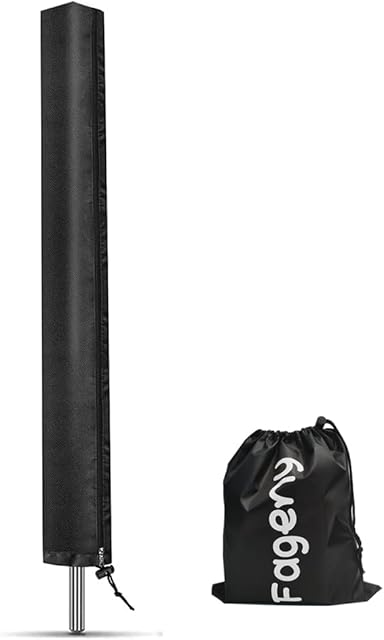 Fageny Premium Rotary Washing Line Cover Waterproof with Full Length Zipper, Protective Outdoor Dryer Cover for Rotary Airer Line, Universal Fit Rotary Line Cover with Bag (Black, 165x16x16cm)