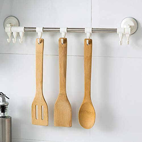 Juego de 3 Utensilios de Cocina de Madera con Ranuras para Cocina， espátula， Cuchara， Soporte para Mezclar， Palas para Wok， arroz， Cuchara para Mezclar，