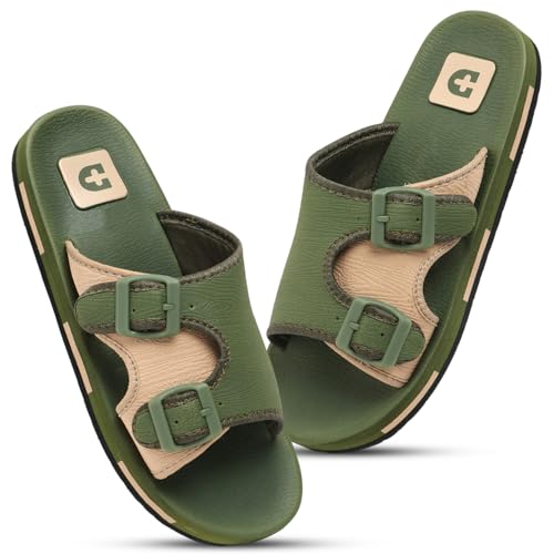Image of DOCTOR HEALTH SUPER SOFT Men Comfortable Double Strap Slippers with Adjustable Buckles, Cushioned Footbed and Anti Slip Sole, Casual Everyday Wear Sliders for Indoor and Outdoor Use