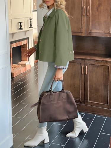 Image of Tankaneo Womens Cropped Trench Coat Lightweight Single Breasted Jacket Fall Windbreaker Fashion Outerwear