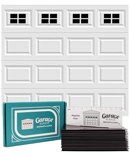 Magnetic Garage Door Windows | Fits 1 Car Garage | Strong & Glossy Real Look | Decorative Black Window Decals | Magnets Hardware Set | Faux Kit | Perfect Decoration & Easy Installation Home Upgrade