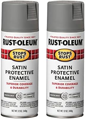 Image of Rust-Oleum 312819 Stops Rust Spray Paint, 12 Oz, Satin Coastal Gray (Pack of 2)