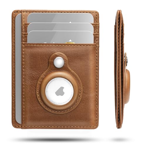 AirTag Porte Carte Bancaire (Airtag Non Inclus) Poches Avant Fin et Minimalistes Portefeuille pour Hommes, Porte-Cartes de Crédit RFID