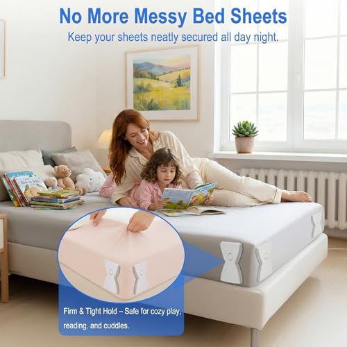 Ocwqp Bed Sheet Holders for Corners 4 Pack, Lock Sheet Fasteners with Reinforced Clips, Durable Bed Sheet Grippers to Keep Fitted Sheets Firm and Tight, Easy to Install — view 3