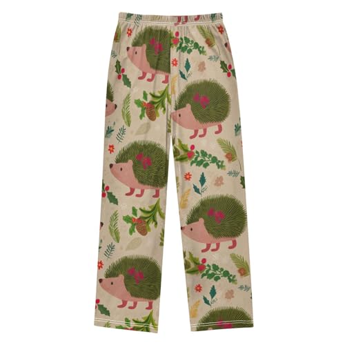 ZZXXB Hedgehog Spruce Branches Boys Long Pants Soft Trousers Elastic Waist Kids Lounge Bottoms with Pockets S-XL2