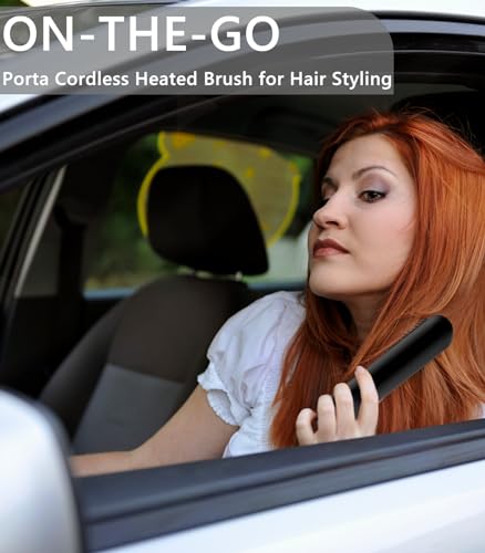 Cordless Hair Straightener Brush Pro - Portable 8400mAh Hair Straightening Brushes for Travel, USB Rechargeable Ionic Smoothing Heated Styling Hairbrush with Exclusive Charging Dock - Image 4