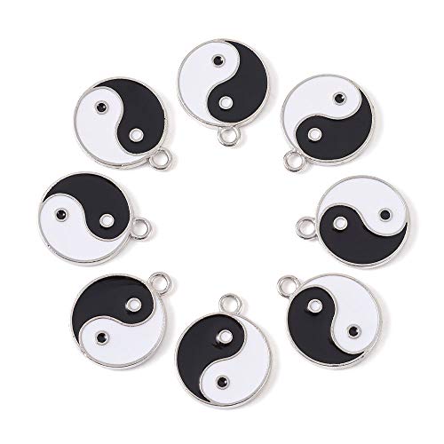 Cheriswelry Lot de 20 pendentifs en émail en forme de huit trigrammes tai chi yin et yang pour la...