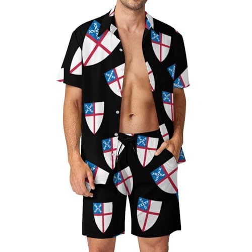 Camisa con botones y pantalones cortos de 2 piezas para hombre de la Iglesia Episcopal