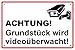 Produktbild Grundstück wird videoüberwacht Alu-Schild inkl. 4 Lochbohrungen (4 mm) | 30 x 20 cm | Alu-Hinweisschild 3mm | stabile Aluminium Verbundplatte