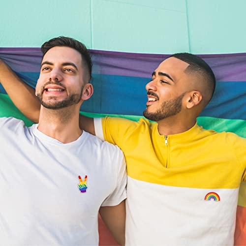 Image of Giegxin 40 Pcs Rainbow Pride Pins Bulk LGBT Lapel Pins Gay Heart Flag Brooch for Clothes Bags Accessories Gifts