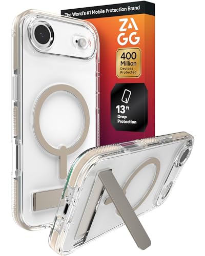 Image of ZAGG Santa Cruz Snap Case with Kickstand for iPhone Air - Titanium, Drop Protection (13ft /4m), MagSafe Charging Compatible, ClearGuard Anti-Yellowing Technology, Scratch Resistant Phone Case